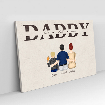 Personalized Dad Canvas – Custom Gift from 1 to 3 Kids