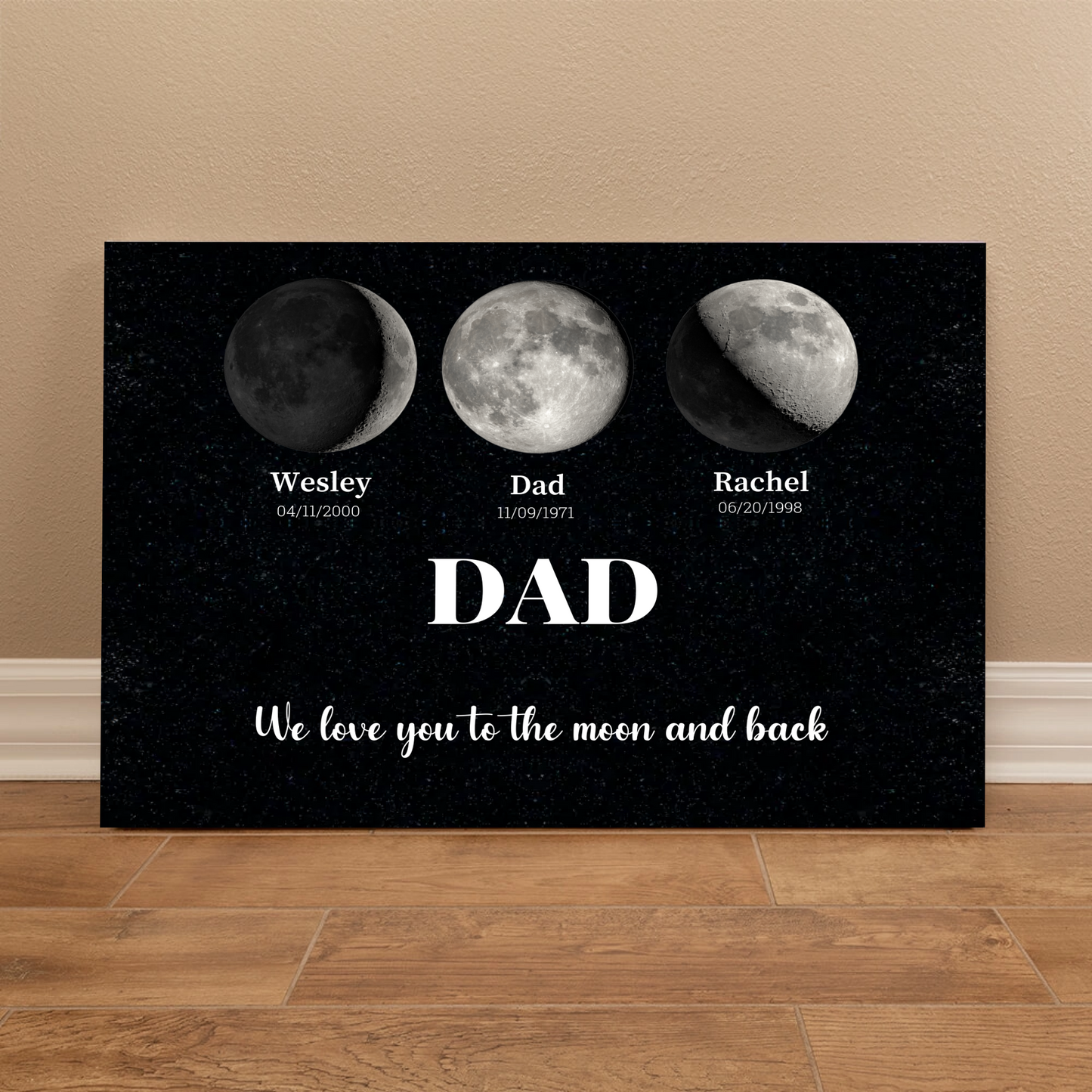 Personalized Moon Phases Canvas – Father’s Day or Any Day Gift