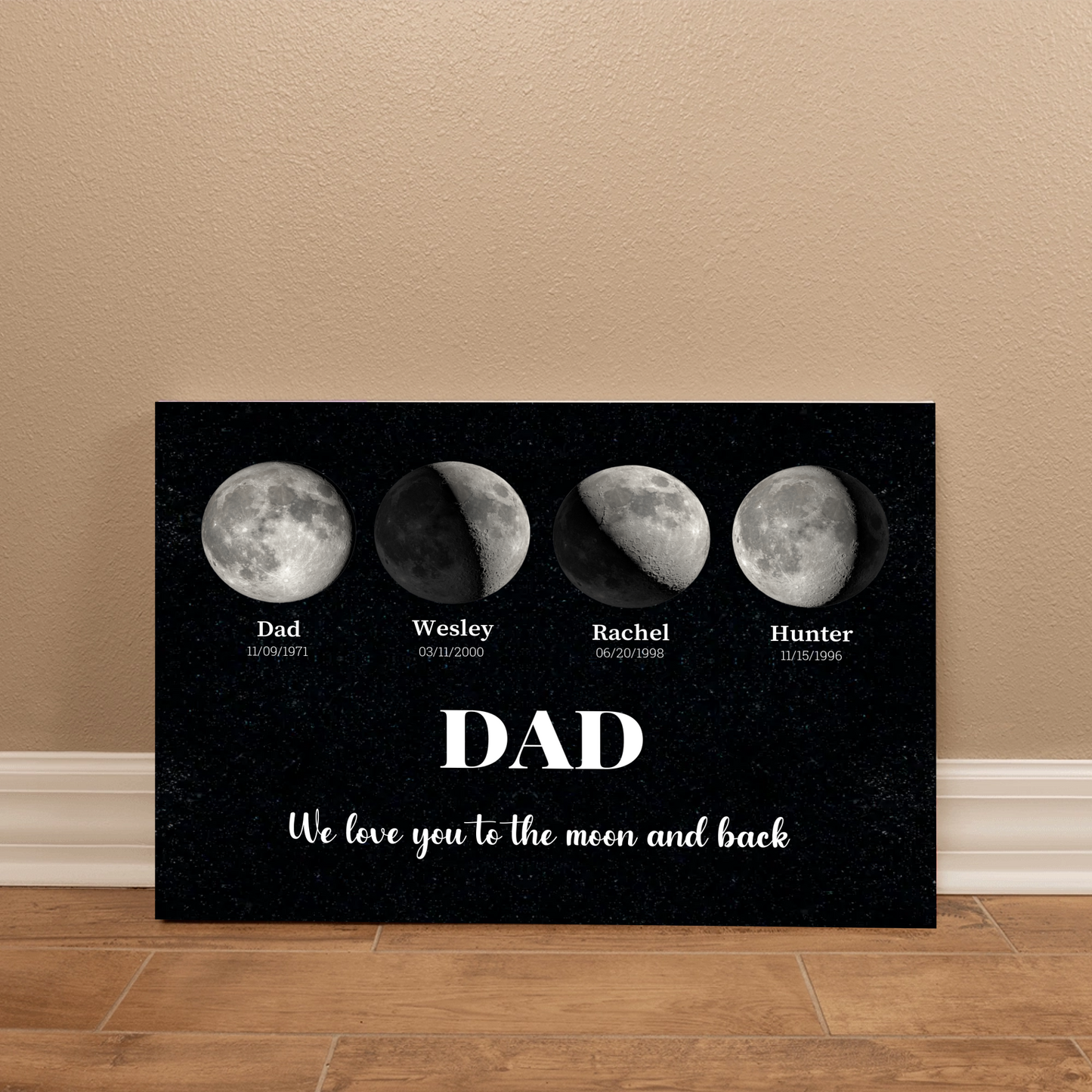 Personalized Moon Phases Canvas – Father’s Day or Any Day Gift