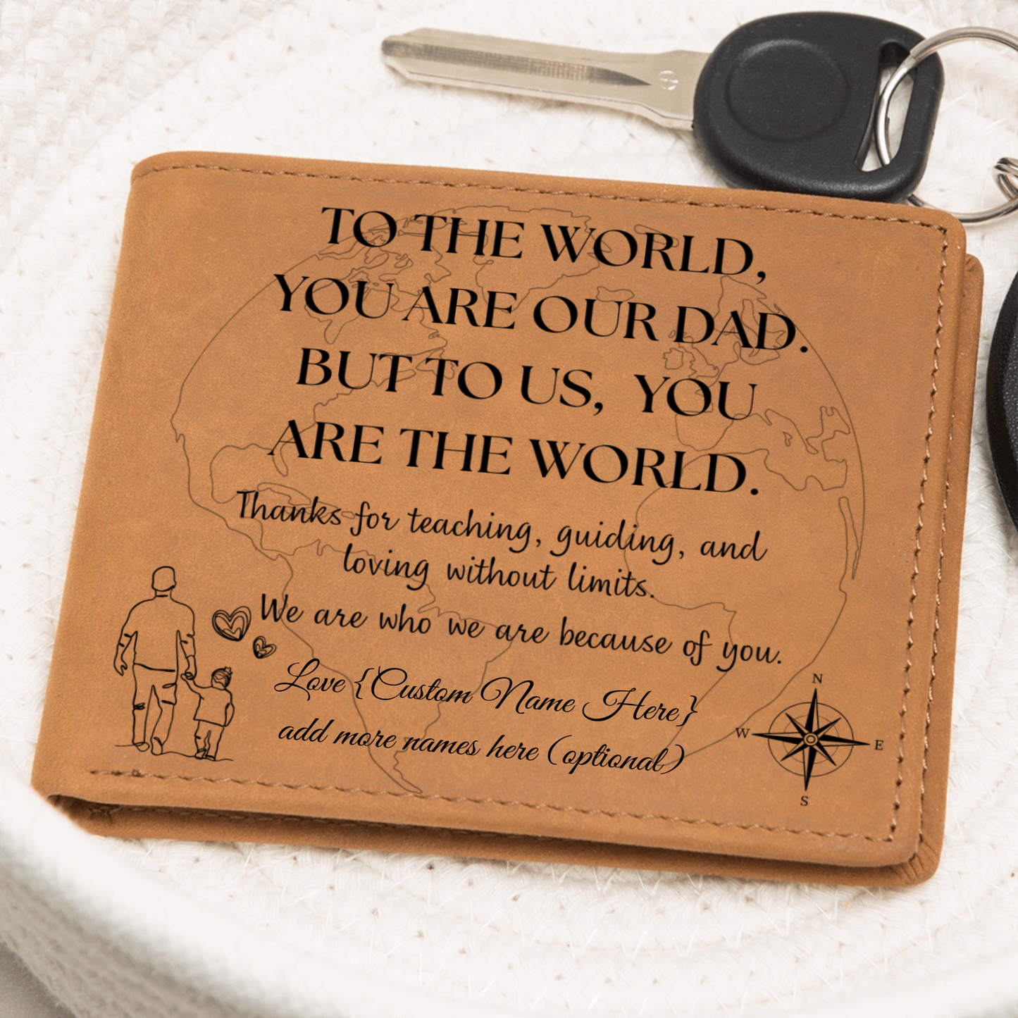 Personalized Dad Wallet – Meaningful Gift from Kids with Message