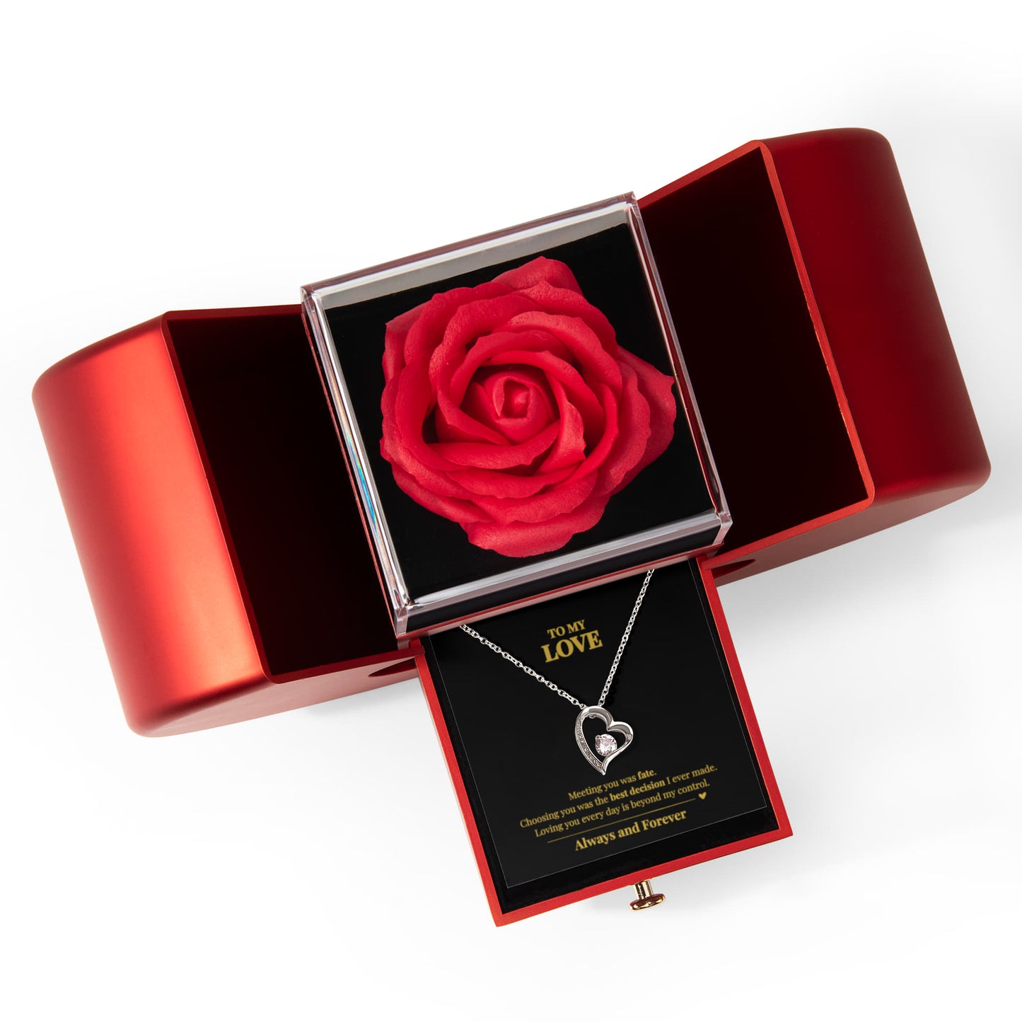 Forever Love Necklace with Romantic Heart Rose Box – Meaningful Gift for the Love of Your Life