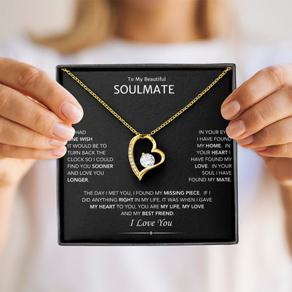 To My Beautiful Soulmate - Heart Drop Necklace