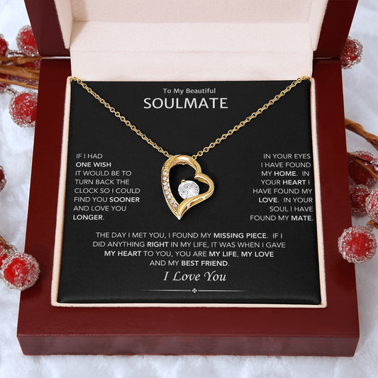 To My Beautiful Soulmate - Heart Drop Necklace