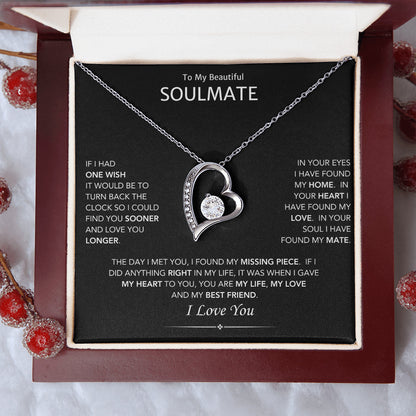 To My Beautiful Soulmate - Heart Drop Necklace
