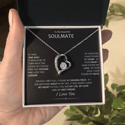 To My Beautiful Soulmate - Heart Drop Necklace